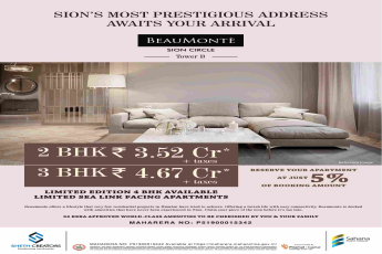 Reserve your apartment at just 5% of booking amount at Sheth Beaumonte in Mumbai